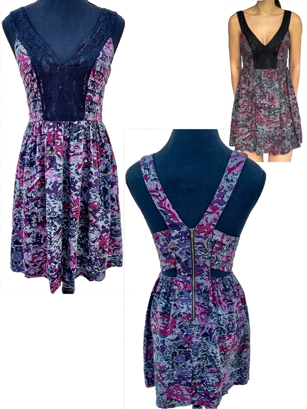 UO Gothic Fairy Lace Floral Mini Dress by Staring at Stars Size 6 EUC